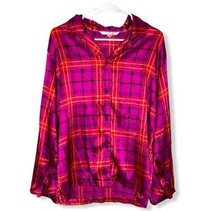 Victoria’s Secret Silky Plaid Button pajama Top